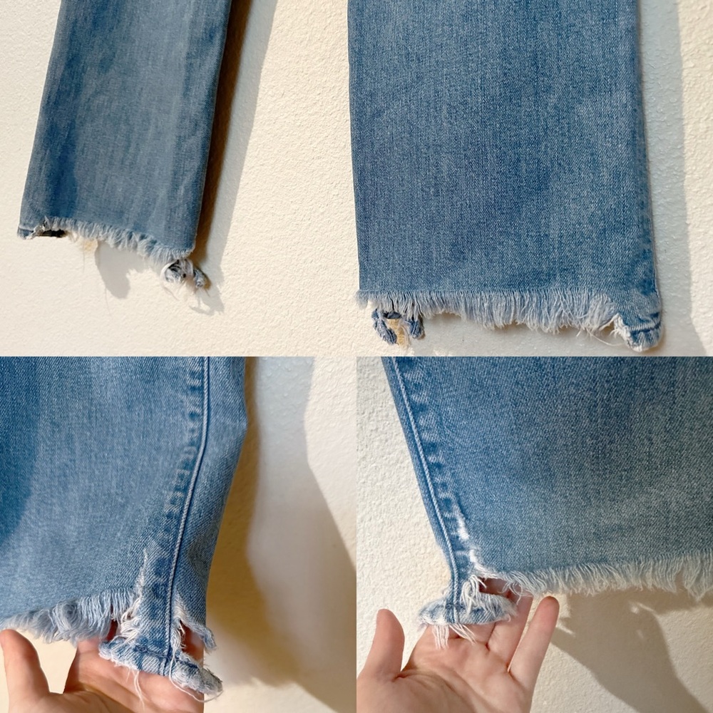 Mother Superior The Rambler Ankle Chew Post No Bills Blue Wide Leg Crop Jeans - Picture 12 of 17